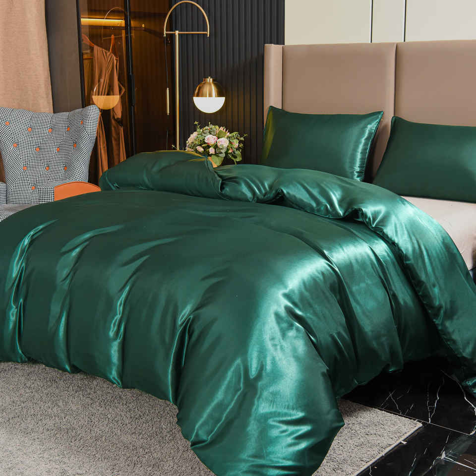 Silk Dekbedovertrek Set – Luxe Satijn –  Slaapcomfort – Groen