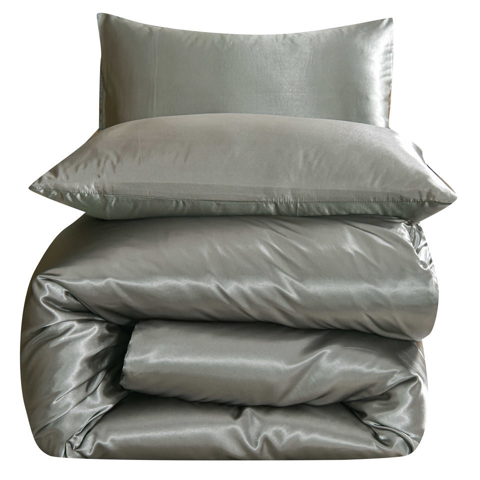 Silk Dekbedovertrek Set – Luxe Satijn –  Slaapcomfort – Grijs
