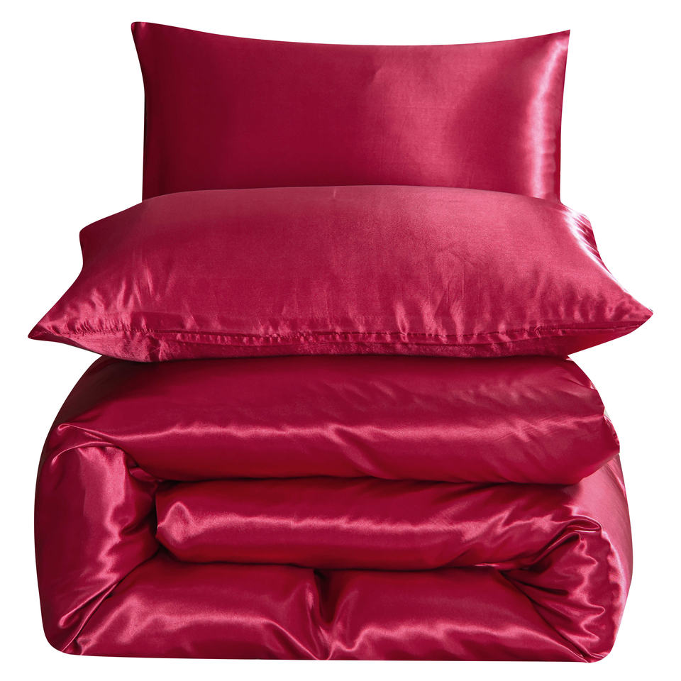 Silk Dekbedovertrek Set – Luxe Satijn –  Slaapcomfort – Rood