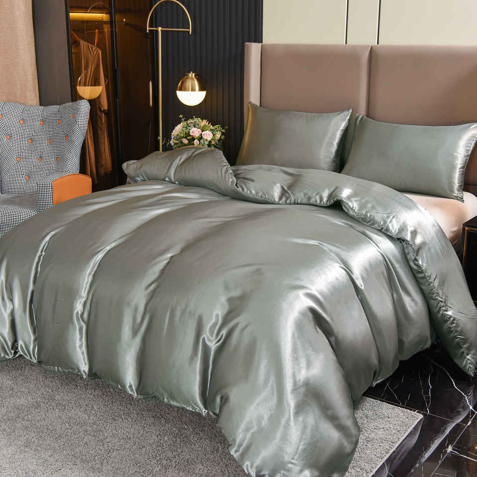 Silk Dekbedovertrek Set – Luxe Satijn –  Slaapcomfort – Grijs