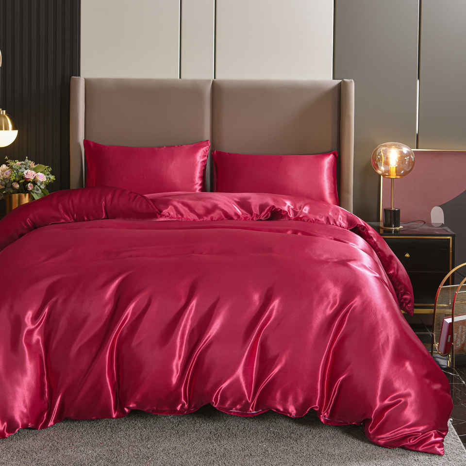 Silk Dekbedovertrek Set – Luxe Satijn –  Slaapcomfort – Rood