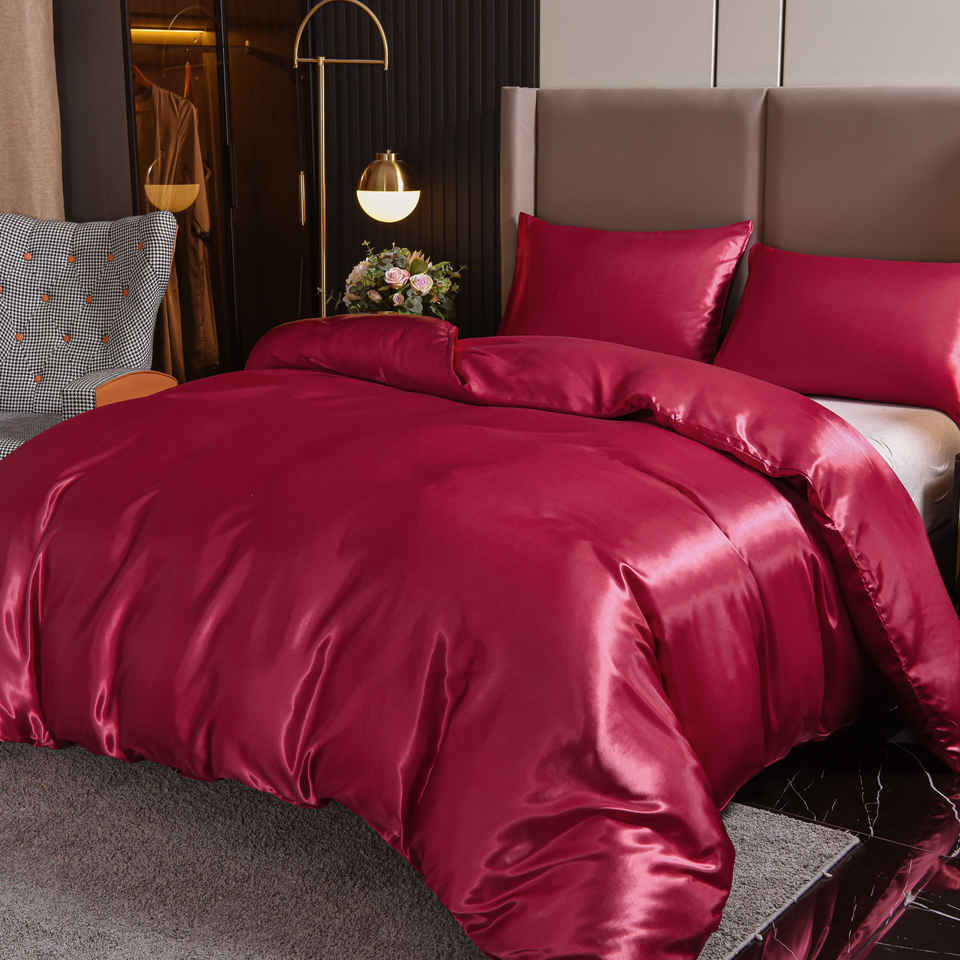 Silk Dekbedovertrek Set – Luxe Satijn –  Slaapcomfort – Rood