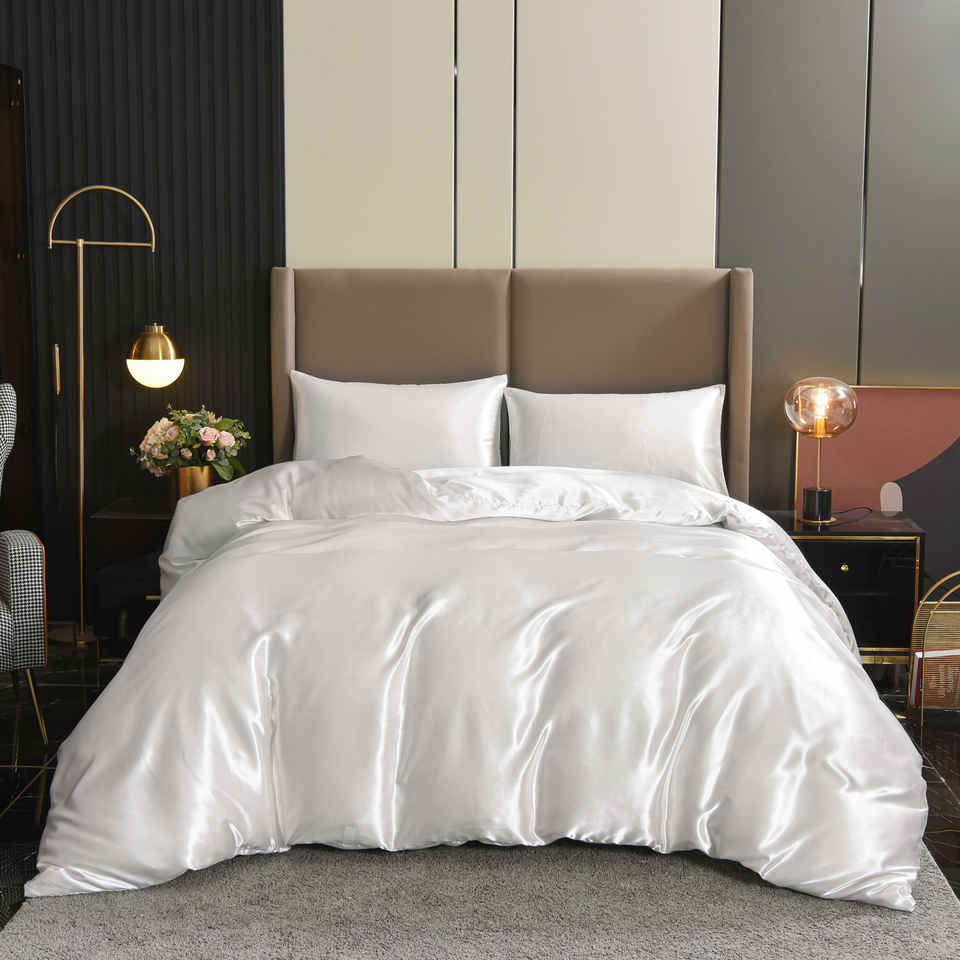 Silk Dekbedovertrek Set – Luxe Satijn – Slaapcomfort – Wit